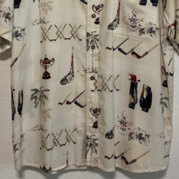 Clearwater Cream Hawaiian Vacation Short Sleeve Golf Button Down Shirt Size XL - Picture 3 of 8
